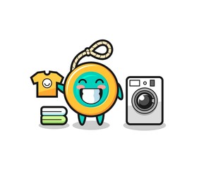 Poster - Mascot cartoon of yoyo with washing machine