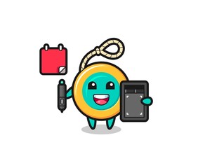 Sticker - Illustration of yoyo mascot as a graphic designer