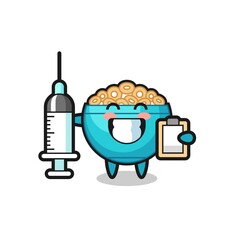 Poster - Mascot Illustration of cereal bowl as a doctor