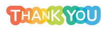 Thank You Text, Colorful Word For Web Design, Vector Illustration.