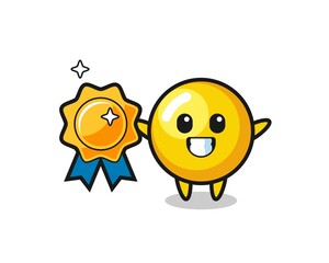 Poster - egg yolk mascot illustration holding a golden badge