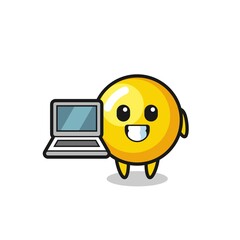 Wall Mural - Mascot Illustration of egg yolk with a laptop