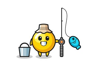 Poster - Mascot character of egg yolk as a fisherman