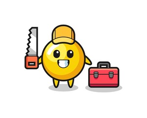 Sticker - Illustration of egg yolk character as a woodworker