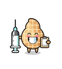 Poster - Mascot Illustration of peanut as a doctor