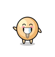 Poster - soy bean cartoon character doing wave hand gesture