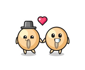 Sticker - soy bean cartoon character couple with fall in love gesture