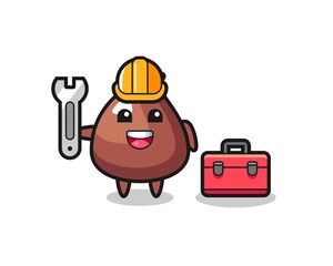 Poster - Mascot cartoon of choco chip as a mechanic