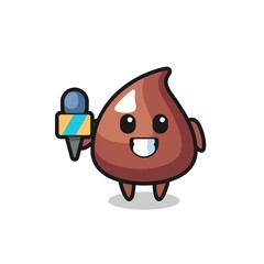 Poster - Character mascot of choco chip as a news reporter