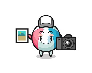 Wall Mural - Character Illustration of beach ball as a photographer