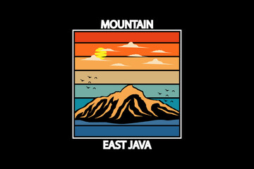 Wall Mural - Mountain east java retro design landscape