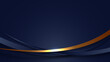Banner web template abstract blue and golden curved lines overlapping layer design on dark blue background luxury style
