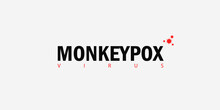 Banner With White Background And Text In Black Monkeypox Virus And With A Small Red Virus Icon. The Concept Of A New Monkey Pox Virus. Vector Illustration.