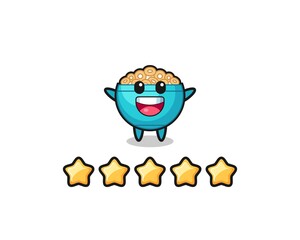 Poster - the illustration of customer best rating, cereal bowl cute character with 5 stars