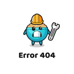 Poster - error 404 with the cute cereal bowl mascot