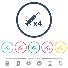 Poster - Fourth vaccine dose flat color icons in round outlines