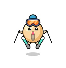 Poster - soy bean mascot character as a ski player