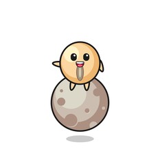Wall Mural - illustration of soy bean cartoon sitting on the moon