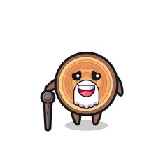 Sticker - cute wood grain grandpa is holding a stick