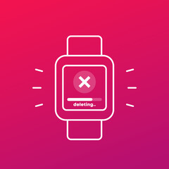 Poster - deleting files, erasing data vector icon with a smart watch