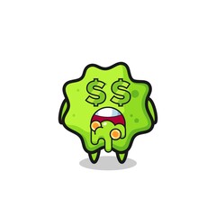 Sticker - splat character with an expression of crazy about money