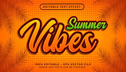 Poster - summer vibes retro color 3d editable text effect