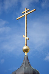 Poster - christian cross against the sky. religion concept