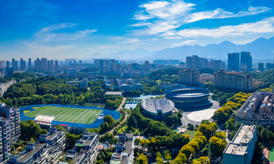 Wall Mural - Urban environment of Tonglu County Gymnasium, Zhejiang province, China