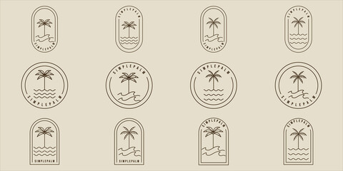 Wall Mural - set of simple palm tree line art vector minimalist illustration template icon graphic design. bundle