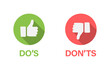 Do and Don't thumbs vector icons.