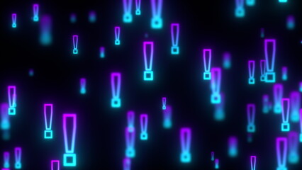 Poster - Glowing exclamation marks. Computer generated 3d render