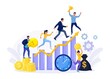 © Nadezhda Buravleva - Competitive process in business. Business people run to their goal, in hurry in each step. Way to achieve the goal, move up the motivation. Employee victory. Companies competition. Vector design