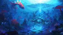 Under The Sea Scenery Fantasy Digital Art Landscape Wallpaper