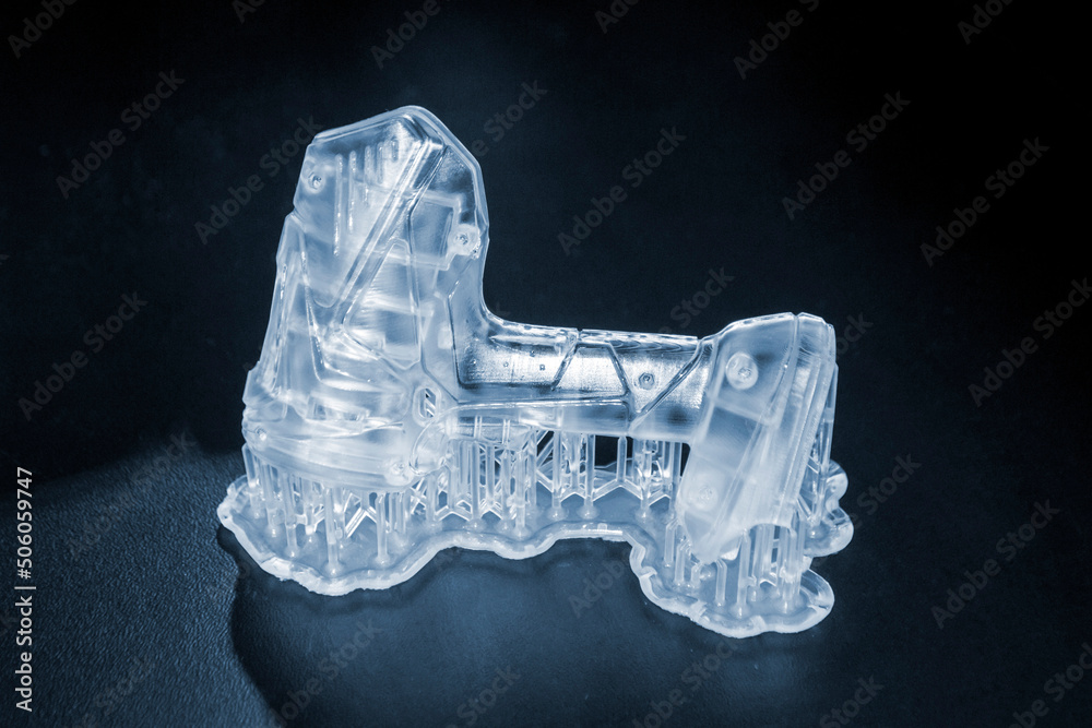 Abstract model printed on 3d printer close-up. Object photopolymer ...