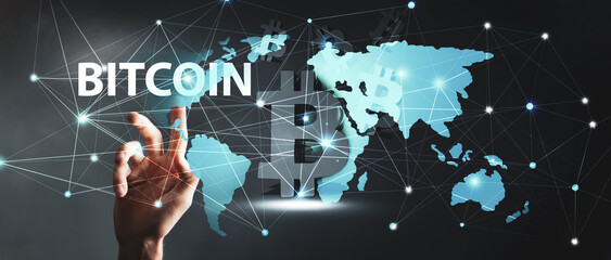 Wall Mural - Digital currency concept of world technology network, 3D illustration