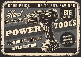 Poster - Monochrome poster with hand cordless drill