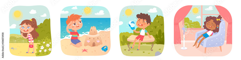 tired-kids-in-hot-weather-of-summer-season-set-boys-and-girls-with