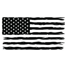 American Distressed Flag. USA Grunge Patriotic Symbol. Silhouette Stoke Icon.United States Of America American Flag, Black Isolated On White Background, Vector Illustration.