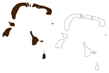  Tetiaroa island (France, French Republic, Pacific Ocean, Society Islands Archipelago, French Polynesia) map vector illustration, scribble sketch Tetiaroa map