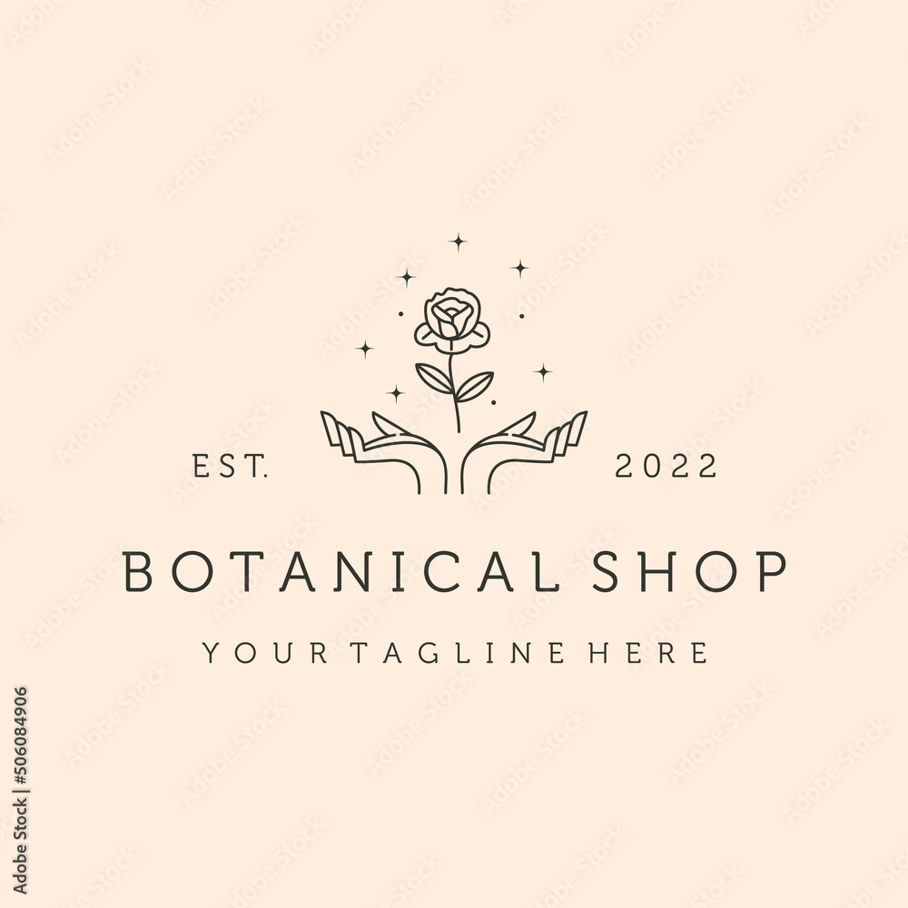 rose botanical line art logo vector symbol illustration design Stock ...