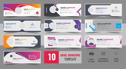 Email signature template design set. Corporate mail business email signature vector banner template bundle vector