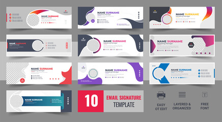 email signature template design bundle. corporate mail business email signature vector banner templa