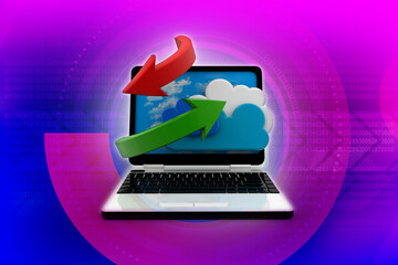 Poster - 3d rendering Laptop with arrow
