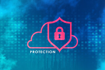 Sticker - 2d illustration Cloud with shield
