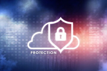 Poster - 2d illustration Cloud with shield
