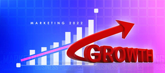 Poster - Rising colorful growth arrow . 3D illustration
