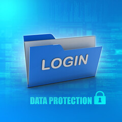 Poster - 3d rendering folder login concept

