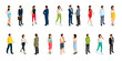 © Vitalex - Fashion isometric people, men, and women 3D, front view back view. People in fashionable clothes, in different poses. Vector illustration.