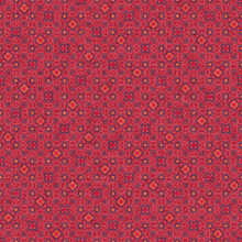 Indian Boho Summer Bandana Seamless Symmetrical Pattern. Versatile Masculine Red Blue Scarf Print In Kaleidoscopic Floral Ornamental Style.