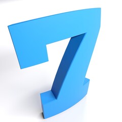 Number 7 in blue color, isolated on white background - 3D rendering illustration